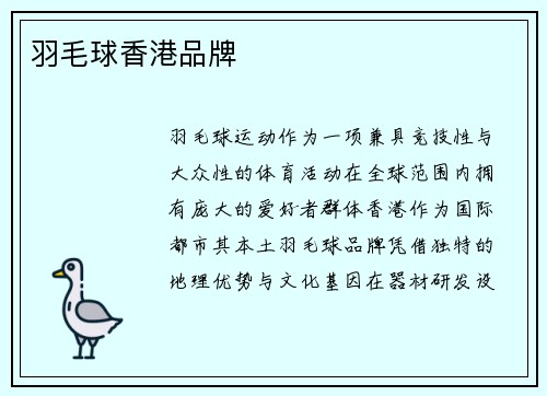 羽毛球香港品牌